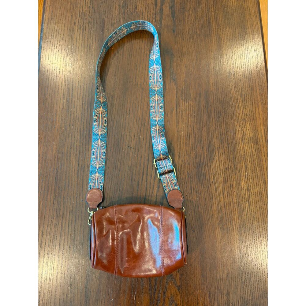 Brown Faux Leather Boho Strap Barrel Bag